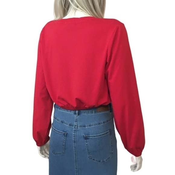 Streetwear SOCIETY Long Sleeve Crop Top Blouse Shirt Cotton Blend Oversized NWOT - Picture 7 of 12